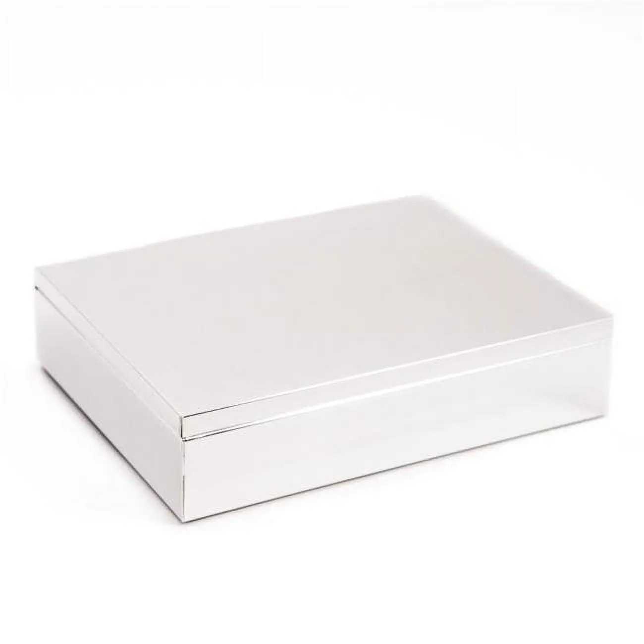 Silver Plated Rectangle Hinged Box with Lid - 6x7.75 in., Black Velvet Lining, Home Supplies Organiser, Classic Jewelry Boxes & Organizers, Room Decor Storage Bin, 3 Lbs
