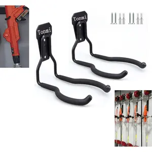 2Pcs Garden Power Tool Hanger, String Trimmer Hangers, Weed Eater Wall Mount, Weedeater Rack, Leaf Blower Holder, Chainsaw Hanging Hooks, Perfect for Garage Tool Organizers and Storage, No Trimmers