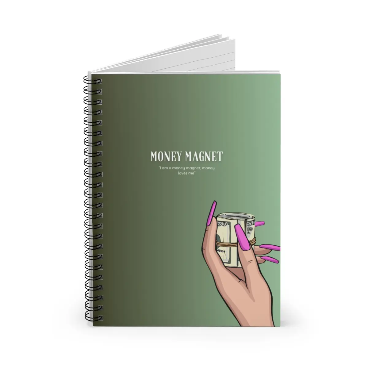Money Magnet notebook - unique notebook, journaling, gift for women, for black women, for black girl, gift, brown notebook hardcover notebook