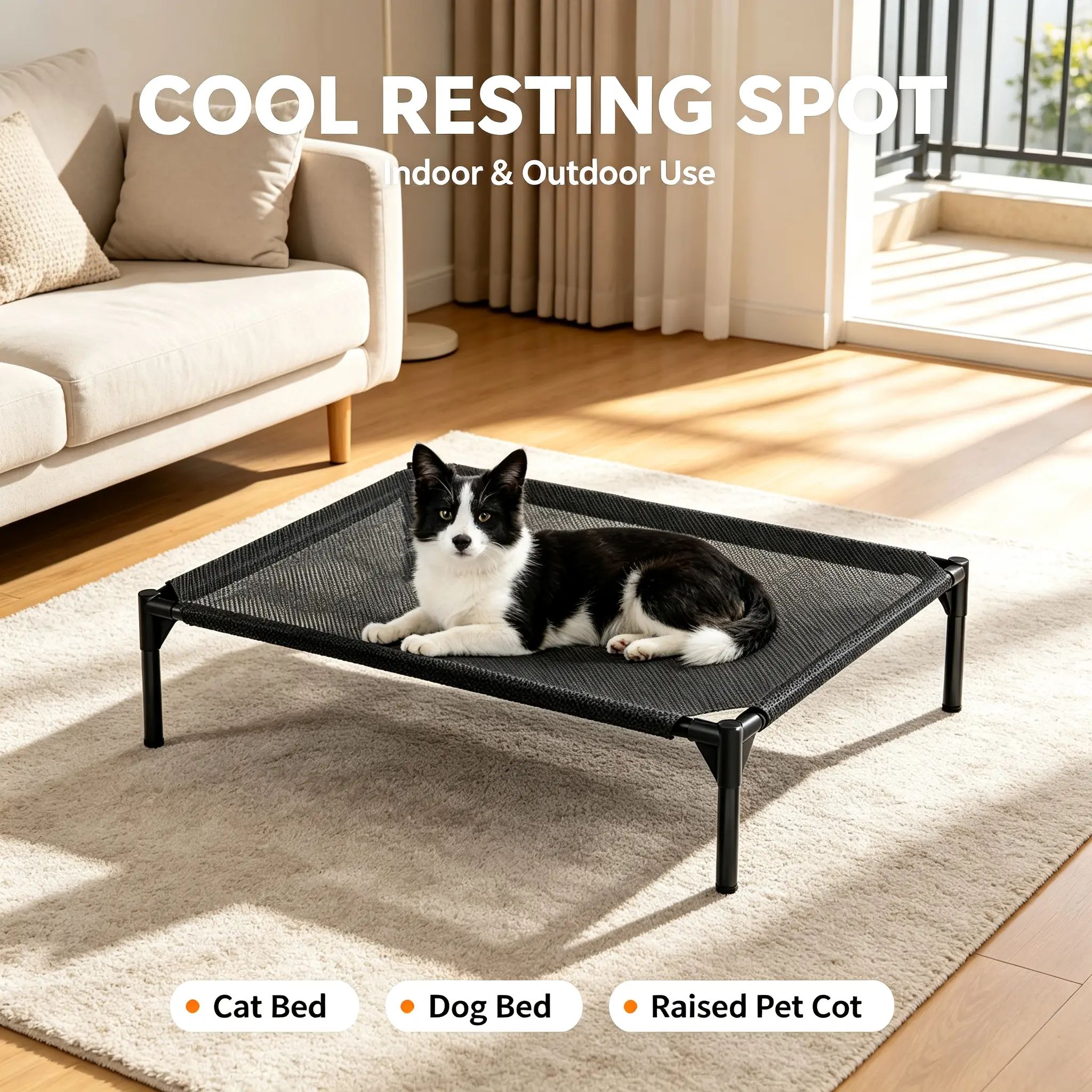 Elevated Cooling Pet Bed - Breathable Mesh Design for Dogs & Cats, Suitable for Indoor-Outdoor Use human sized comfy