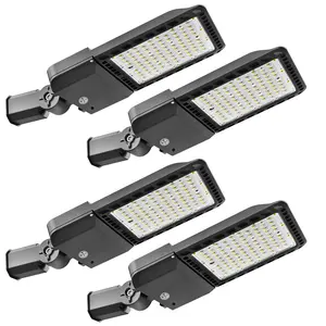 SEURON 300W 4Pack LED Parking Lot Lights with Photocell Slip Fitter 39000LM Outdoor Pole Mount Light 5000K LED Shoebox Lights IP65 Waterproof Dusk To Dawn Commercial Flood Security Light for Yard Driveway ETL Listed