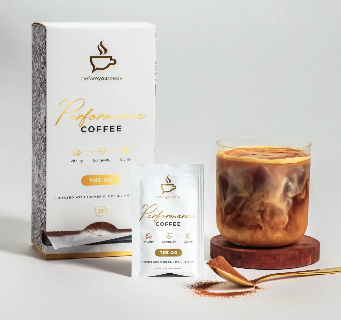 Beforeyouspeak Performance Coffee, Instant Colombian Coffee with Functional Ingredients, Single Serve Sachets, Keto & Vegan Friendly, Gluten Free, Dairy Free, No Added Sugar