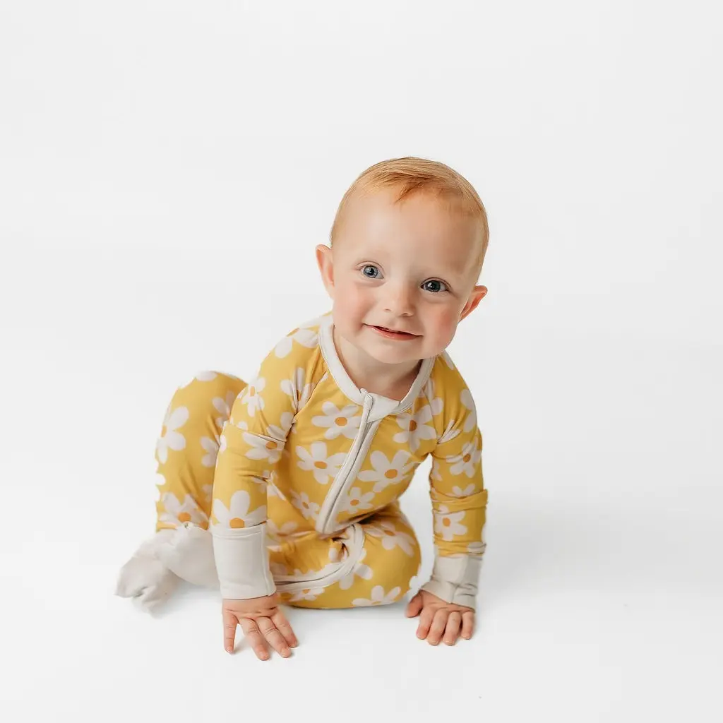 Kenna&Mav Sunny Day Bamboo Zippy with Grips on Feet - Super Soft