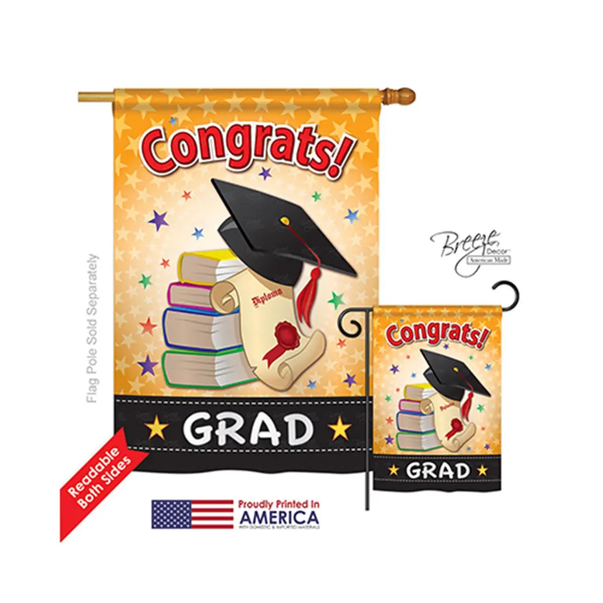 212 MAIN 28x40 in Double-Sided Vertical Graduation House Flag Banners - 15064 School & Education Congrats Grad Artwork Decoration