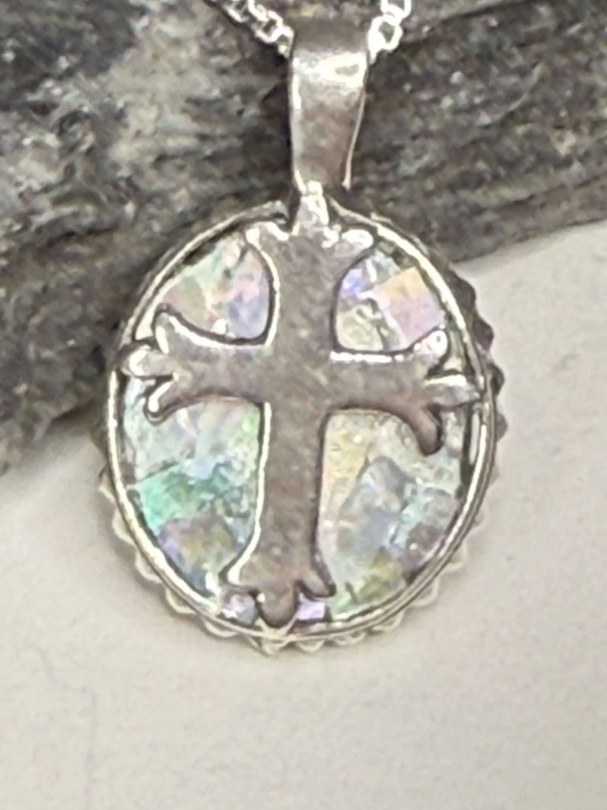 Oval Cross Roman Glass Necklace
