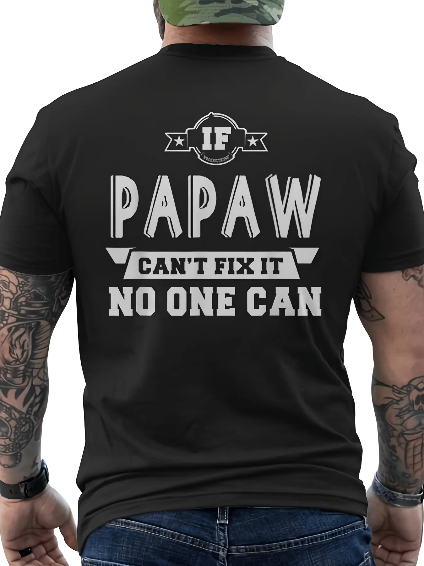 If Papaw Can'T Fix It No One Can Grandpa Men T Shi unisex soft cotton short sleeve t shirt, vintage graphic casual tee for men women teens, perfect birthday holiday gift for camping travel gym daily street casual wear