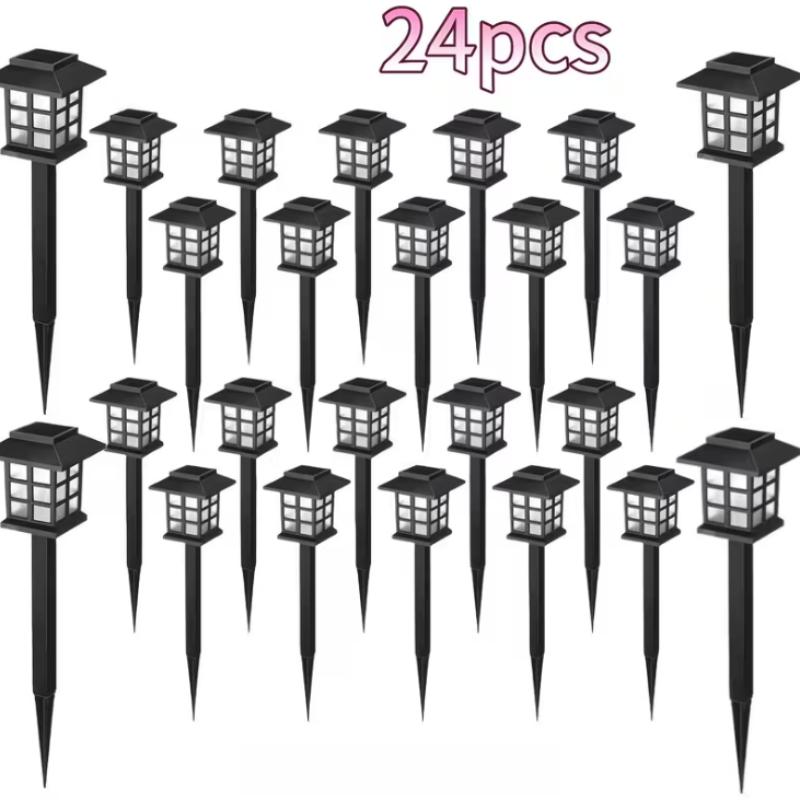 24-Piece Set of Imperial-Style White Light Garden Lights Solar-Powered Outdoor Security Lights Waterproof Christmas Decorative Lights Ideal for Home Gardens and Autumn Festival Party Decorations