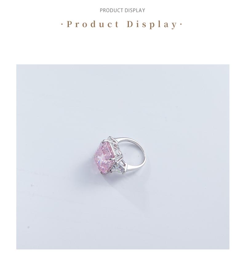 [Venus Jewelry] Lab Created Gemstone 15 CCT Emerald Cut Luxury Triple Stone Solid Silver 925 Sterling Ring