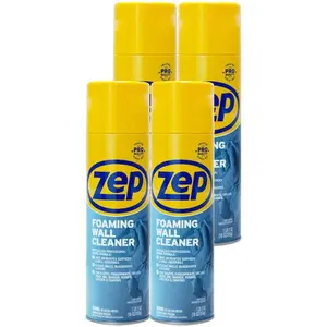 ZEP 18 oz. Foaming Wall Cleaner (Case of 4) Household, No Scrub Spray Foam Wall Cleaner, Effortlessly Removes Scuffs & Grimy Fingerprints, ZEP Formula Requires No Rinsing or Scrubbing, Works Quickly on Painted Surfaces Woodwork Tile