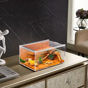 Clear Acrylic Breeding Box, Durable Leak-proof High Transparency Box, Easy Cleaning Escape-proof Design for Snake, Lizard, and Turtle Care and Breeding Terrarium