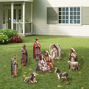 Easter Nativity Scene Yard Signs with Yard Stakes for Church,The Holy Family Outdoor Nativity Set for Lawn Garden Decor,Three Kings Gifts Nativity Lawn Sign,Christian Yard Sign for Easter Decorations