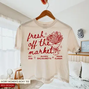 2026 Custom Fresh Off The Market Crop Top - Personalized Floral Bachelorette Graphic Tee