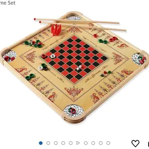 Vintage Pool Game - Classic Design with Red and Black Checkerboard, Wooden Frame, and Traditional Game Elements