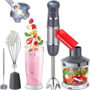 Multistick 5-in-1 Immersion Blender Handheld, 12 Speed Hand Mixer - Turbo Boost, Heaviest Duty Copper , Titanium  Hand Blender, Milk Frother Wand, Whisk, Beaker, , Grey