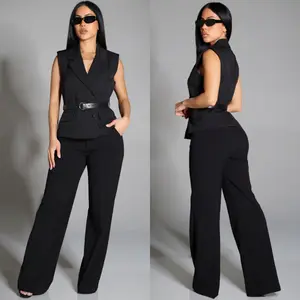 Super High Waist Stretch Wide Leg Dress Pants Black