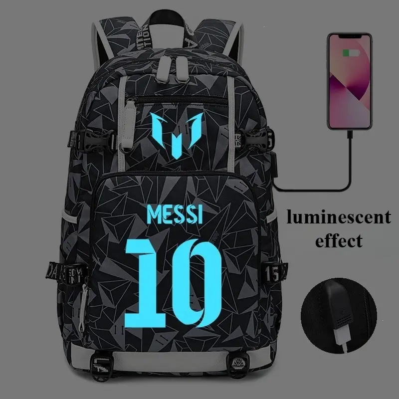 Men's Camo Soccer No.10 Print Fashion Backpack, Casual Sports Rucksack with External USB Port for Laptop Carrying, Gift for Football Lovers