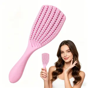 Hair Brush for Afro American/African Hair Textured Professional Curved Vented Brush Wet Dry Curly Hairbrush Detangling Massage Hairdressing Comb (Pink, Big)