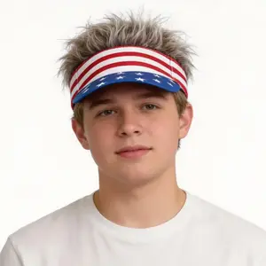 American Flag Sun Hat - "Merica" Themed Patriotic Novelty Hat for Independence Day, Barbecue Parties, Celebration