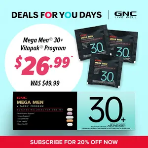 GNC Mega Men's 30+ Vitapak, 5-in-1, Multivitamin, Stress & Bone Support, 30 Count, Healthcare, Dietary Supplement, Overall Wellness, Fitness