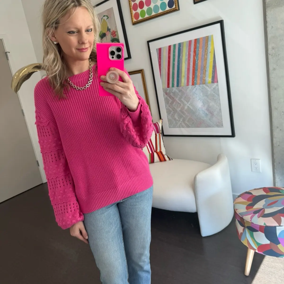 Spring Fuchsia Knit Sweater
