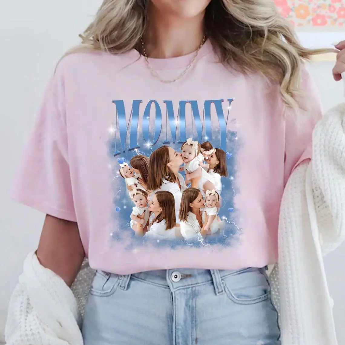 Mother's Day Custom Tshirt - Custom Mom Bootleg Rap Tee with Unique Face Graphic, Personalize Your Name, Gift for Him or Her ,Womenswear , Cotton