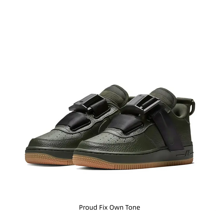 Dark Army Green Textured Leather Buckle Strap Flat Sneakers Tan Gum Bottom Low Cut Fashion Streetwear Daily Lifestyle Skate Kicks