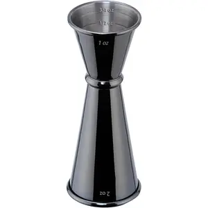 Jigger for Bartending, Briout Double Cocktail Jigger Japanese Premium 304 Food Grade Stainless Steel Jigger 2 OZ 1 OZ with Measurements Inside, Black Sturdy Utensils Flexible