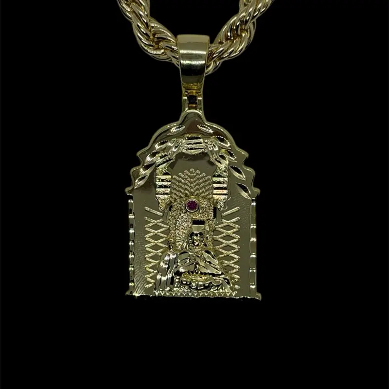 14k Gold Plated Diamond Cut Altagracia Altar Necklace