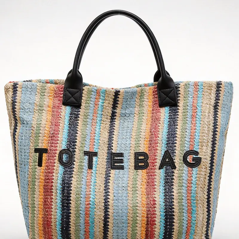 2026 Fall Winter Korean Style Rainbow Striped Woven Tote Bag, Large Capacity Handbag, Versatile Commuter Shoulder Bag, Ins Fashion, Casual Fashion Bag, Fashionable Patterned Bag, Daily Commuter Tote