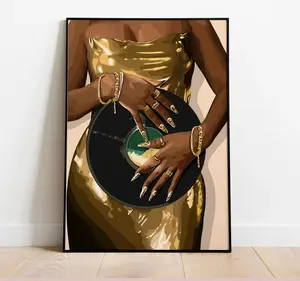 Gold Gem Queen Wall Art, Diamond In Hand Poster, Luxury Bling Fashion Prints For Glam Room Or Closet Decor
