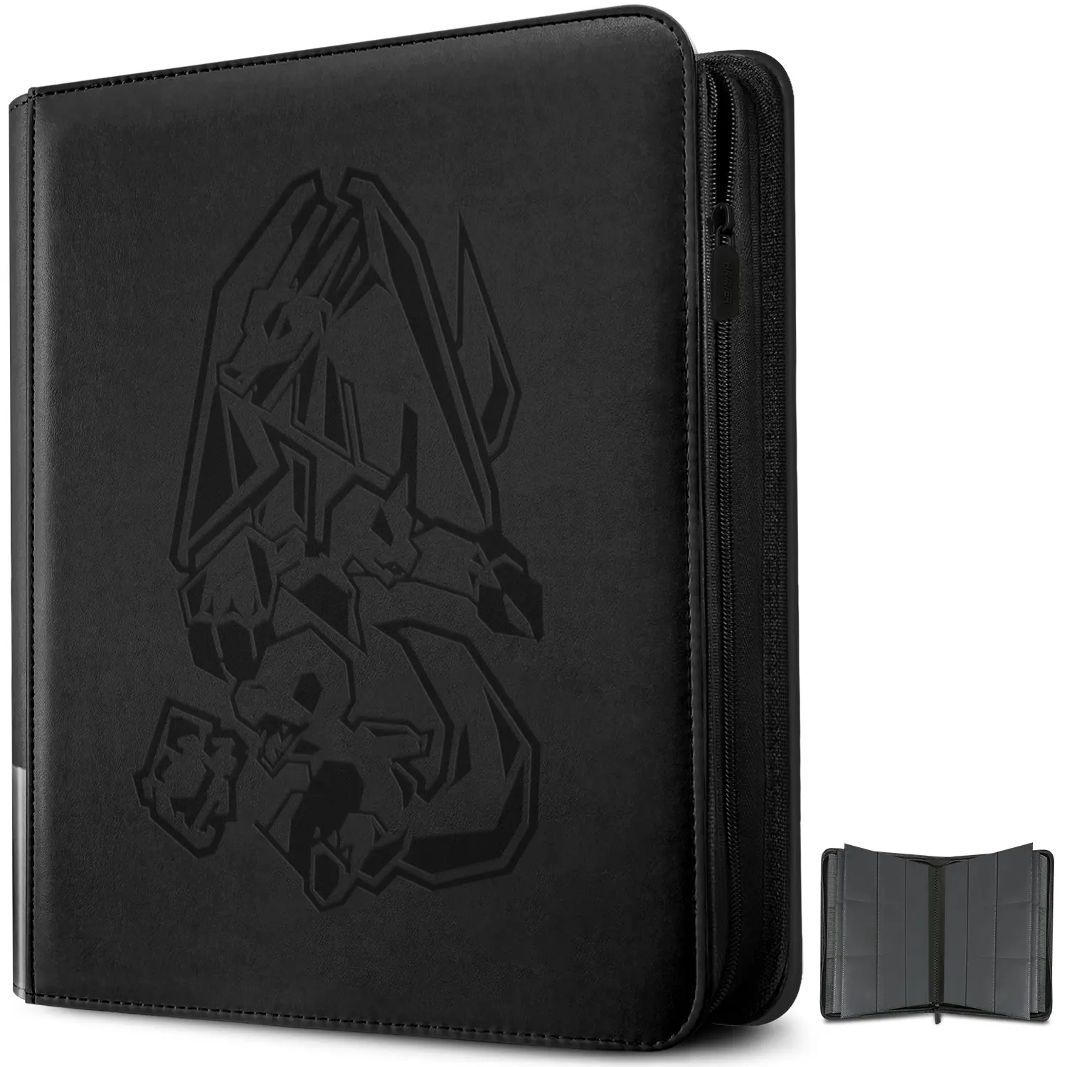 Toploader Binder ,Oversize 9-Pocket Album ,Holds 252 Toploaders with DIY Label Slot and Side-Loading Sleeves for Trading Cards in 3" x 4" Toploader , Fits Pkmn MTG Sports Cards & More, Premium Quality Embossed Pattern PU Leather