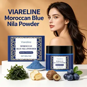 VIARELINE Moroccan Blue Nila Powder - Gentle Cleansing, Brightening Even Tone, Deep Hydrating Facial Mask Powder