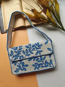 Toile Leaf Shoulder Bag, White Pink Boho Purse, Blue Pink Boho Purse, Green Pink Boho Purse Shop Himalaya