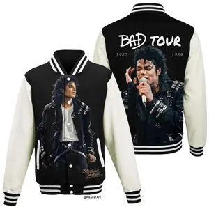 MJ Varsity Baseball Jacket – Retro Music Legend Streetwear Jacket, Baseball Varsity Jacket, Sporty Streetwear Look, Everyday Casual Jacket
