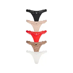 FITS EVERYBODY LACE STRING THONG 5-PACK | SKETCHED HEARTS MULTI