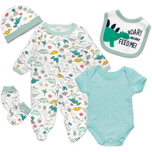 Reborn Baby Doll Clothes Dinosaurs 5 Pcs Set for 17-22 Inch Baby Doll Clothes Outfits Accessories Newborn Boy&Girl