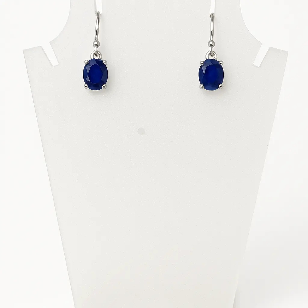 Sterling Silver Blue Sapphire Earrings
