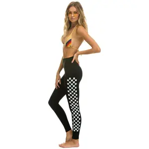 FULL LENGTH HI-RISE WHITE CHECKERBOARD LEGGINGS