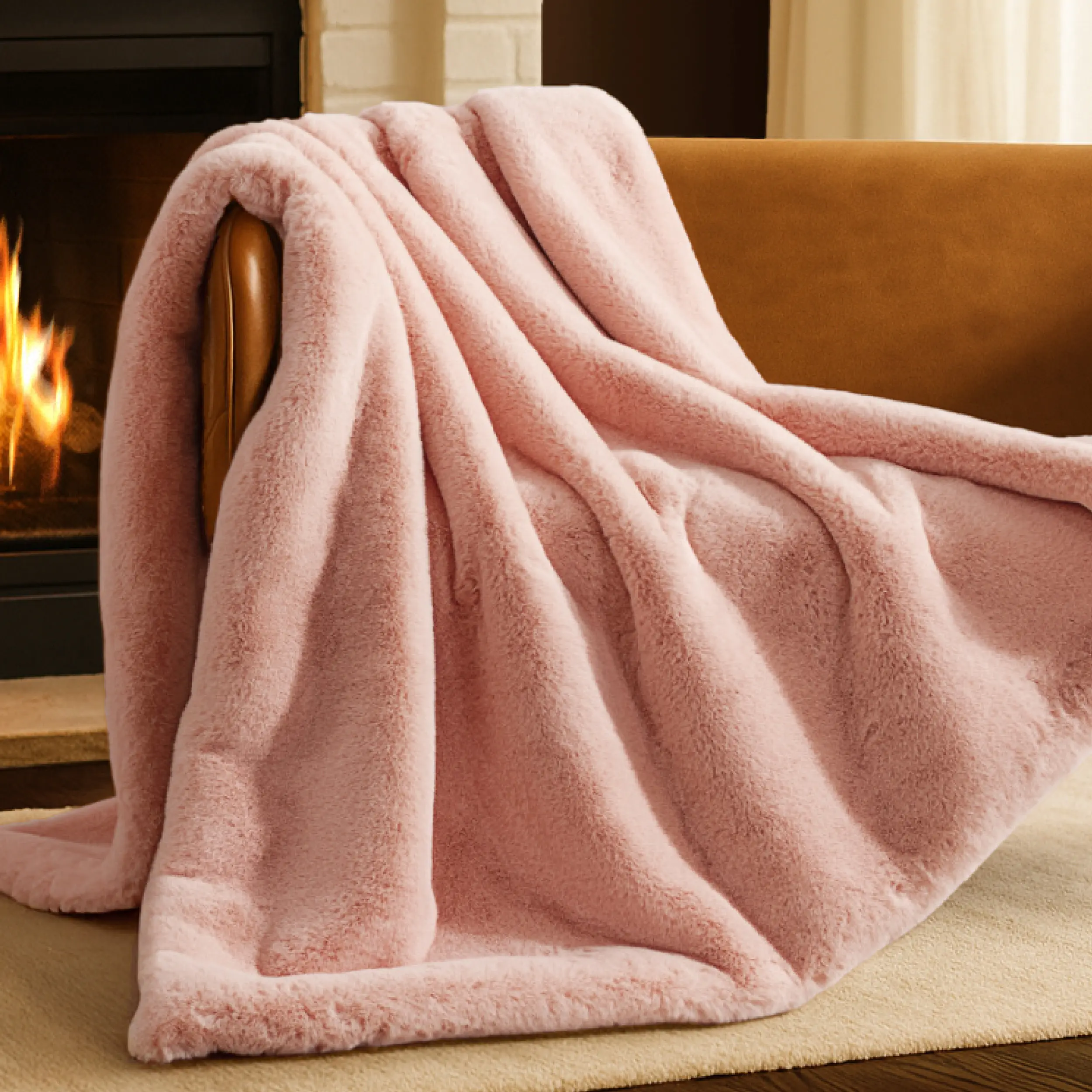 Bare Home Luxurious Glam Faux Fur Wrap Blanket Throw - Soft, Wrinkle Resistant, Skin Friendly Bedding for Bed, Machine Washable Textile Home Decor, Blanket For Bed, Soft Throw Blanket