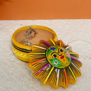 Hand-Painted Xalitla Sun Clay Trinket/Jewelry Box
