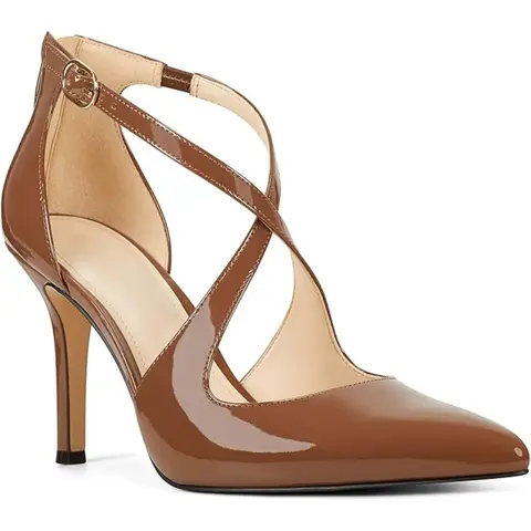 Coutgo Women's Elegant Stylish D'Orsay Stilettos Pumps - Pointed Toe, Crossed Straps, Zip-Up High Heel Shoe for Party, Special Occasions (Women's Footwear),back to school,back to school haul,outdoorfun