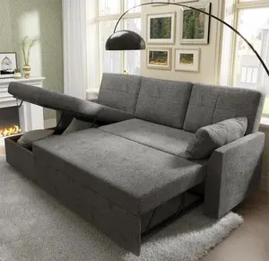 [Ships in 2 Boxes] [Summervibes] AMERLIFE L-Shaped Sectional Storage Sofa with Chaise, Reversible Sleeper Sofa Bed, 2-in-1 Pull Out Couch Living Room Furniture/Best Gift Ideas/Christmas Gifts