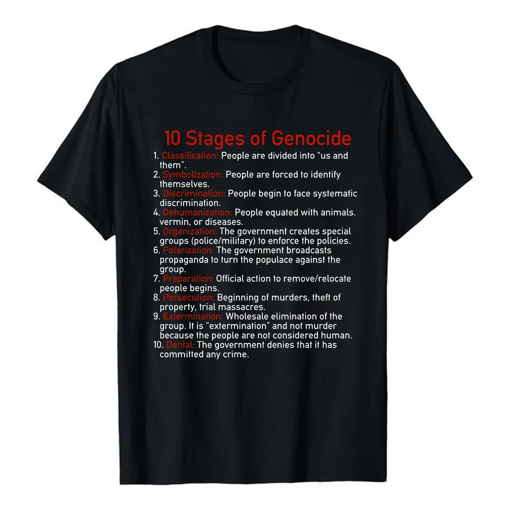 100% Cotton 10 Stages of Genocide Human Rights T-Shirt, Abolish Ice Fck Ice Anti Maga Tee, Support Immigration Human Rights Shirt