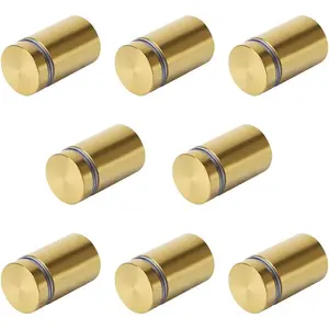 3/4"x1" Sign Standoff Screws,Wall Mount Glass Standoff Advertising Nail for Hanging Acrylic Picture Frame Glass Acrylic Signs,Stainless Steel Gold Sign Mounting Bracket Hardware,Pack of 8 Metal Organiser Decoration Installation Shiny Brushed Nickel