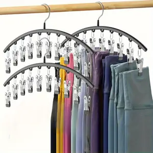 Pants Hanger with 10 Clips, for Organizing Hats/shirts/leggings/jeans, Greatly Saves Closet Space, Ideal for Organizing Bedrooms, Bathrooms, Closets, Wardrobes, and Dormitories. A Must-have Dormitory Closet Pants Hanger for Back-to-school Season