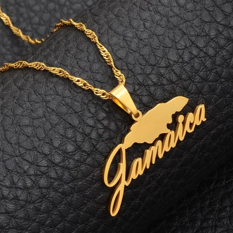 Jamaica Flag Necklace with Chain and Pendant Featuring the National Flag Design