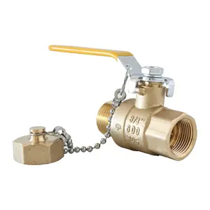 3/4" Full Port Brass Ball Valve with Chain and Cap (3/4" Female Thread x Hose Thread)