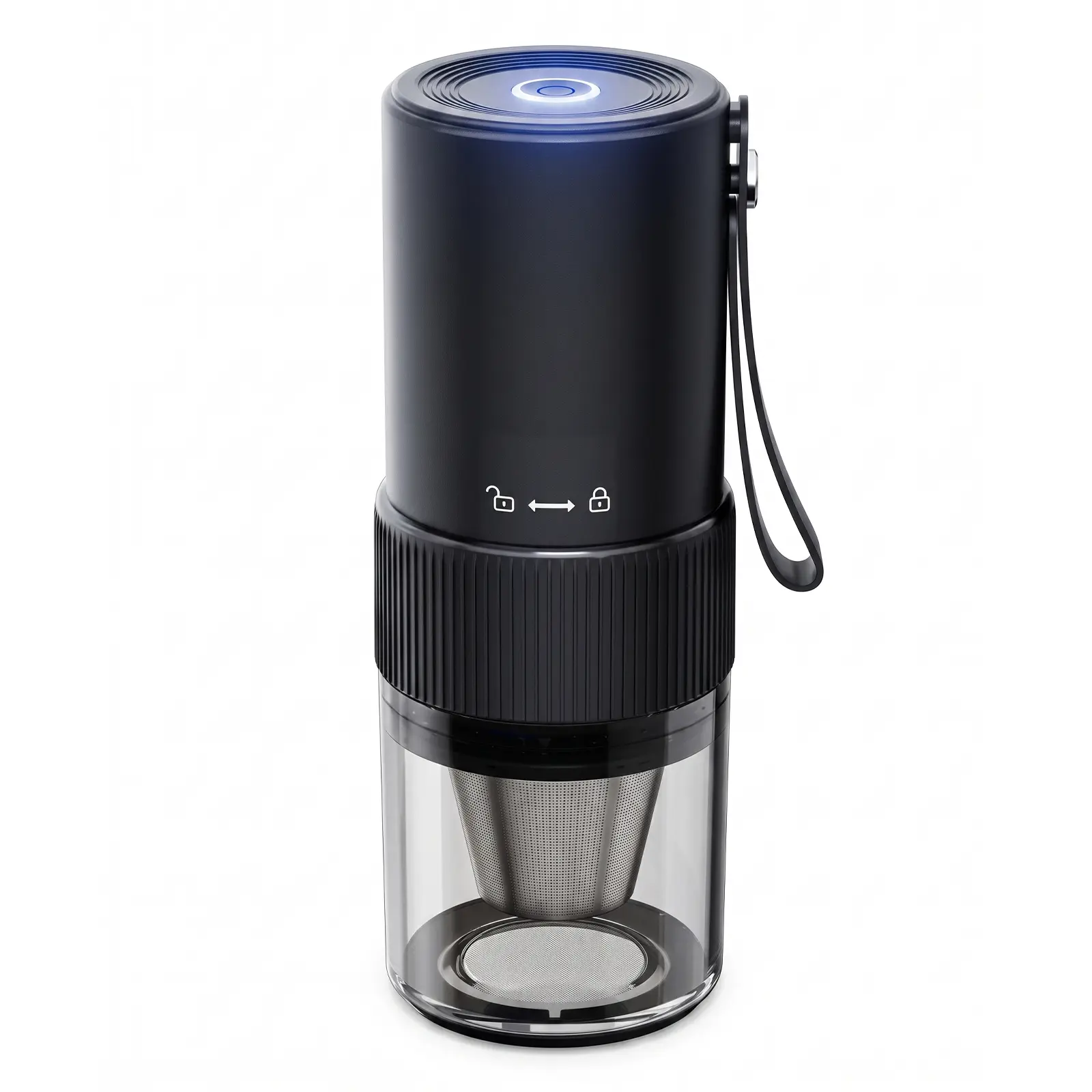 Portable Electric Coffee Grinder - USB Rechargeable, 1-Click Automatic, Adjustable Grind Setting Mini Wireless Mill for Travel, Camping, Home Kitchen Use