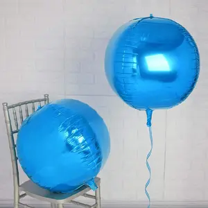 2-Pack 18" 4D Royal Blue Sphere Mylar Foil Balloon Set, Inflatable with Helium or Air (Festive & Party Supplies)