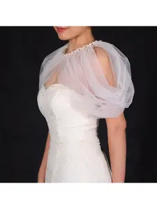 VG90 Bridal Wedding Dress Shawl Pearl Net Design Shoulder Accessory Banquet Dress Versatile Accessory